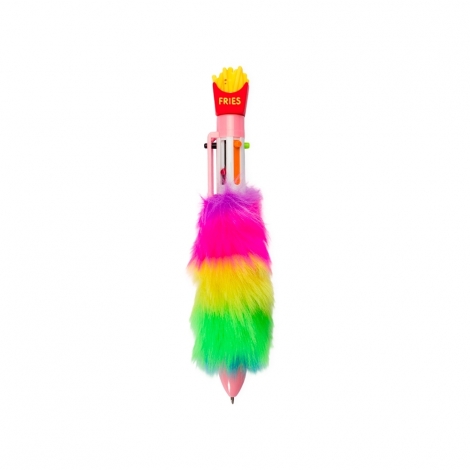 CANETA PLÁSTICA PELÚCIA MULTICOLOR