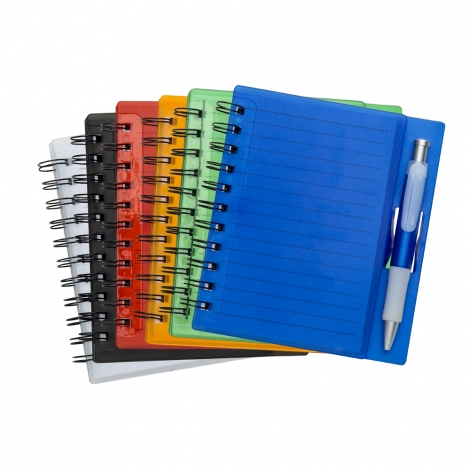 CADERNO PLÁSTICO C/ CANETA