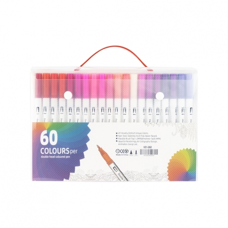 KIT CANETINHAS PONTA DUPLA COM 60 CORES
