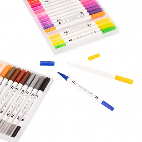 KIT CANETINHAS PONTA DUPLA COM 100 CORES