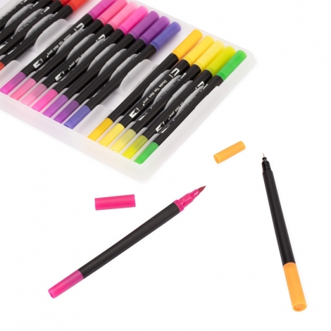 KIT CANETINHAS PONTA DUPLA 24 CORES