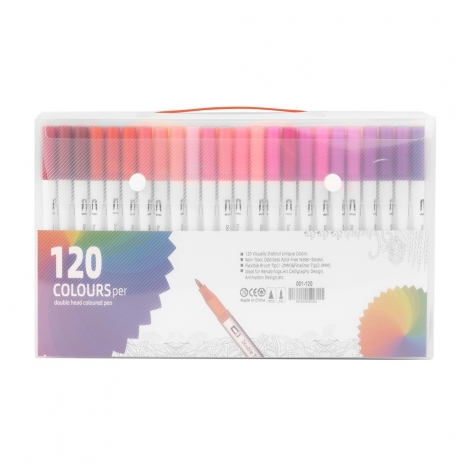 KIT CANETINHAS PONTA DUPLA 120 CORES